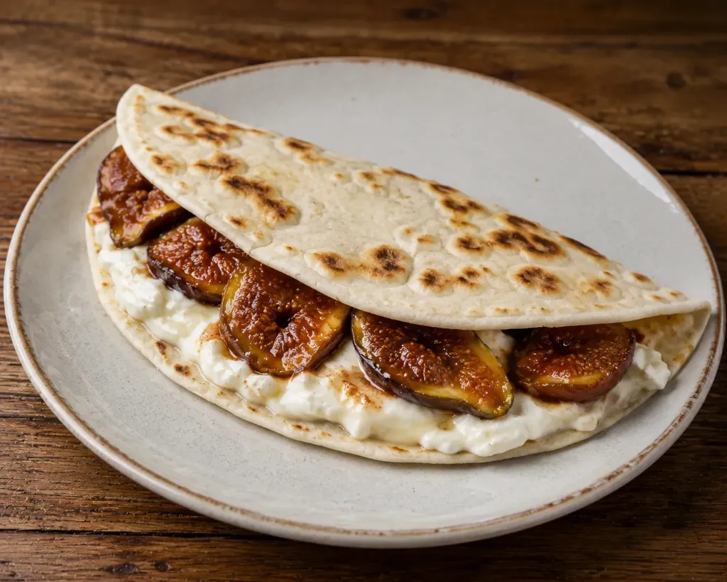 Piadina con squacquerone e fichi caramellati